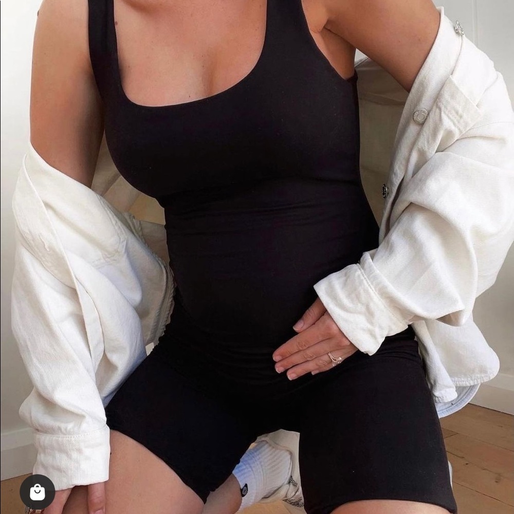 Maternity Seamless Tank Romper - Black - Picture 2 of 4